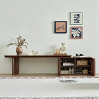 JVNOXK Mobile TV Allungabile da 60,6-84,3'' per TV Fino a 55 Pollici, Porta TV Moderno, Centro di Intrattenimento con Contenitore, per Soggiorno, Camera da Letto, Noce