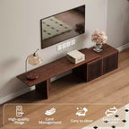 JVNOXK Mobile TV Allungabile da 60,6-84,3'' per TV Fino a 55 Pollici, Porta TV Moderno, Centro di Intrattenimento con Contenitore, per Soggiorno, Camera da Letto, Noce