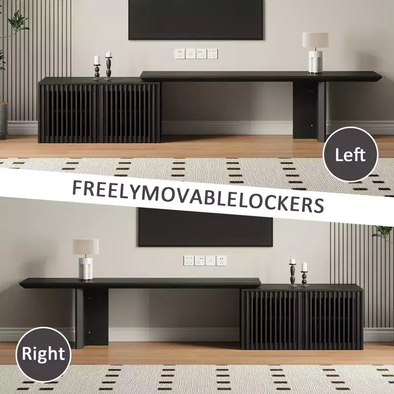 JVNOXK Mobile TV Allungabile da 60,6-84,3'' per TV Fino a 55 Pollici, Porta TV Moderno, Centro di Intrattenimento con Contenitore, per Soggiorno, Camera da Letto, Noce