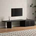 JVNOXK Mobile TV Allungabile da 60,6-84,3'' per TV Fino a 55 Pollici, Porta TV Moderno, Centro di Intrattenimento con Contenitore, per Soggiorno, Camera da Letto, Noce