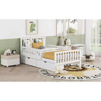 Letto a piattaforma singolo in legno con spondine e 2 cassetti portaoggetti, bianco
