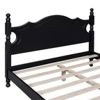 Letto a piattaforma in legno massiccio, in stile retrò con supporto a doghe, nero
