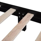 Letto a piattaforma in legno massiccio, in stile retrò con supporto a doghe, nero