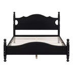 Letto a piattaforma in legno massiccio, in stile retrò con supporto a doghe, nero
