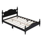 Letto a piattaforma in legno massiccio, in stile retrò con supporto a doghe, nero