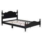 Letto a piattaforma in legno massiccio, in stile retrò con supporto a doghe, nero