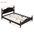 Letto a piattaforma in legno massiccio, in stile retrò con supporto a doghe, nero