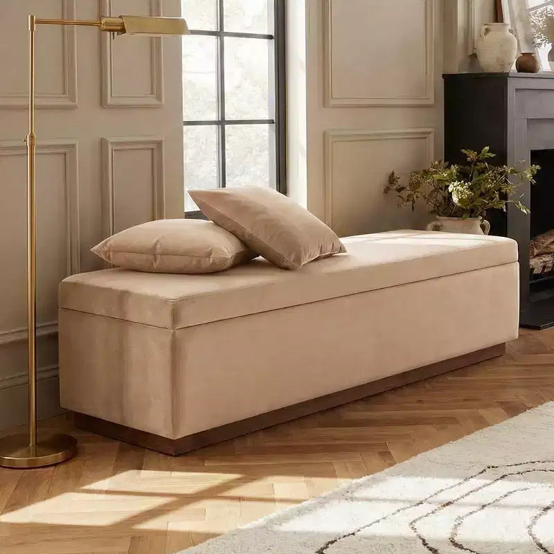 60 Moderno Velluto Panche Contenitore Imbottite, Elegante Seduta da Salotto con Contenitore Nascosto, Panchina da Fondo Letto e Ingresso-Panipeachy
