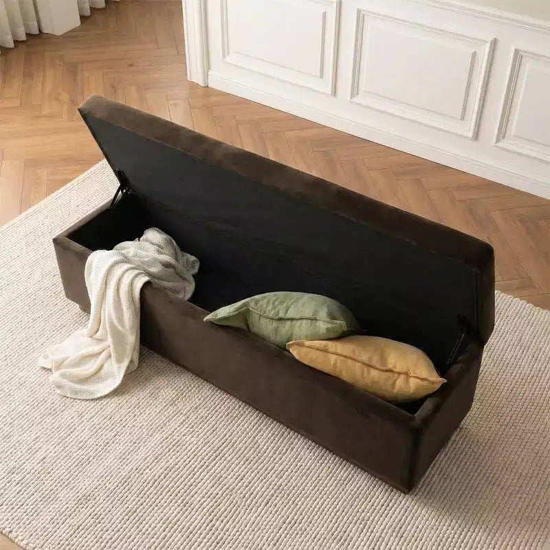 60 Moderno Velluto Panche Contenitore Imbottite, Elegante Seduta da Salotto con Contenitore Nascosto, Panchina da Fondo Letto e Ingresso-Panipeachy