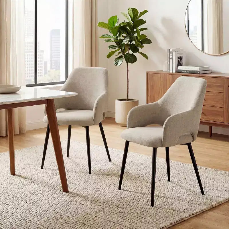 Sedie da Pranzo Imbottite in ciniglia Ora Maison con Robuste Gambe in Metallo, Schienale Ergonomico Alto per Cucina Soggiorno Studio Caffè