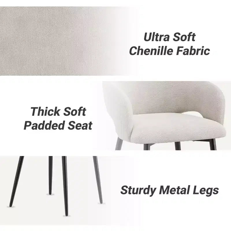 Sedie da Pranzo Imbottite in ciniglia Ora Maison con Robuste Gambe in Metallo, Schienale Ergonomico Alto per Cucina Soggiorno Studio Caffè
