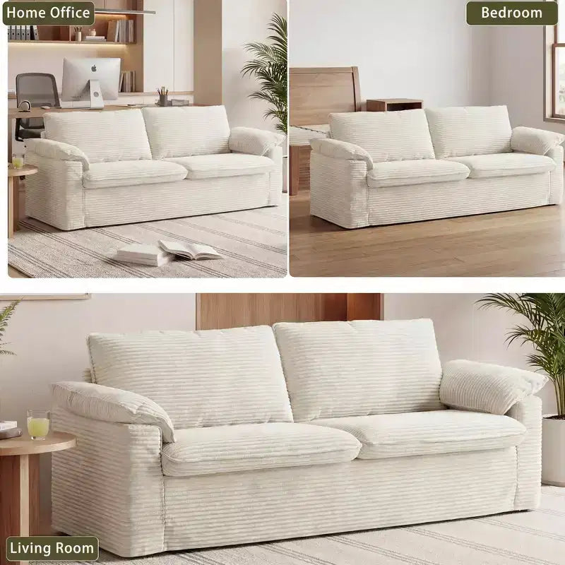 Dyonery 70 Loveseat Divano a due posti in velluto a coste, divano a due posti moderno, divano sfoderabile con seduta profonda, 2 ampi cuscini bracciolo e schienale morbido