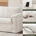 Dyonery 70 Loveseat Divano a due posti in velluto a coste, divano a due posti moderno, divano sfoderabile con seduta profonda, 2 ampi cuscini bracciolo e schienale morbido