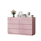 Cassettiera a 6 cassetti goffrata rosa Karl Home con specchio in truciolato da 12 mm con melamina larghezza 120 cm