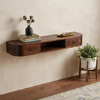 HomeRoots Consolle sospesa in legno massello di castagno da 43" con ripiano e due cassetti