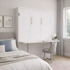 GDFStudio Winslow Letto a scomparsa moderno in legno con scrivania integrata e gambe automatiche