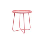 AEELLEEA Tavolino Rotondo Moderno da Esterno Piccolo Tavolino da Caffè e Snack in Metallo per Soggiorno, Camera da Letto, Patio, Giardino, Portico, Balcone (Rosa)