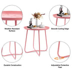 AEELLEEA Tavolino Rotondo Moderno da Esterno Piccolo Tavolino da Caffè e Snack in Metallo per Soggiorno, Camera da Letto, Patio, Giardino, Portico, Balcone (Rosa)