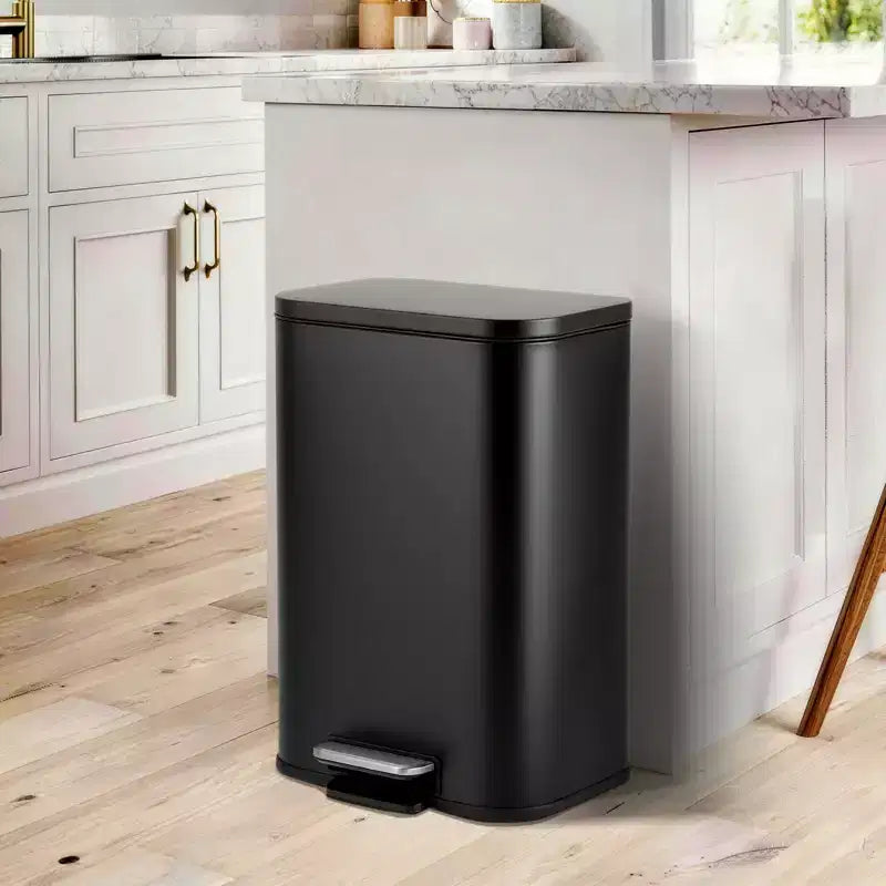 Pattumiera in Acciaio Inox - Anti-Impronta, Coperchio a Chiusura Ammortizzata, Secchio Interno Rimovibile, Contenitore a Pedale Salvaspazio - per Cucina, Ufficio, Bagno