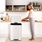 Pattumiera in Acciaio Inox - Anti-Impronta, Coperchio a Chiusura Ammortizzata, Secchio Interno Rimovibile, Contenitore a Pedale Salvaspazio - per Cucina, Ufficio, Bagno