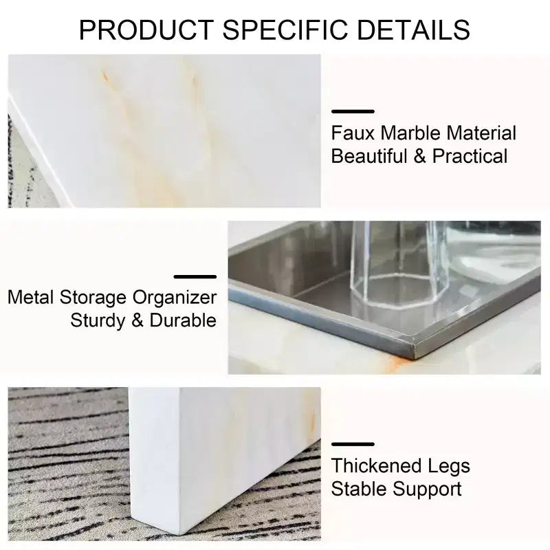 31.4 Tavolino da caffè in MDF effetto marmo, moderno, pratico, elegante, quadrato, per soggiorno