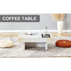 31.4 Tavolino da caffè in MDF effetto marmo, moderno, pratico, elegante, quadrato, per soggiorno