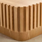 JVNOXK 31.5 Inch Modern Handcraft Drum Coffee Table Square Coffee Table for Living Room,with Sturdy MDF Pedesta,Natural Color