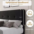 Giroletto Imbottito in Velluto con Testiera Regolabile e Robusto Supporto in Metallo, Spugna EVA Antirumore, Nessuna Rete a Molle Necessaria