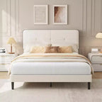 Velvet Upholstered Platform Bed Frames with Adjustable Headboard & Sturdy Metal Support, Anti-Noise EVA Sponge, No Box Spring Needed