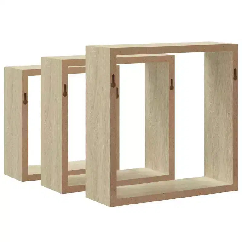 vidaXL Set 3 Scaffali Cubici a Muro Rovere Sonoma MDF Grande, Medio, Piccolo