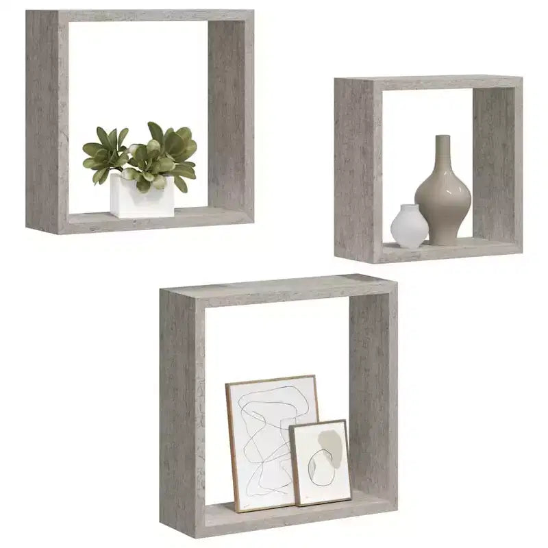 vidaXL Set 3 Scaffali Cubici a Muro Rovere Sonoma MDF Grande, Medio, Piccolo