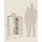 VASAGLE Collezione LIRY - Mobiletto Contenitore in Stile Rustico, Mobile Bagno a Terra con Ante Scorrevole, Dispensa Autoportante per Cucina, Ripiani Regolabili