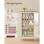 VASAGLE Collezione LIRY - Mobiletto Contenitore in Stile Rustico, Mobile Bagno a Terra con Ante Scorrevole, Dispensa Autoportante per Cucina, Ripiani Regolabili