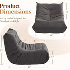 Poltrona a sacco gigante Divano pigro da terra, Divano Fireside in memory foam per adulti, Poltrona a sacco grande senza braccioli in ecopelle per soggiorno, camera da letto, dormitorio, ufficio