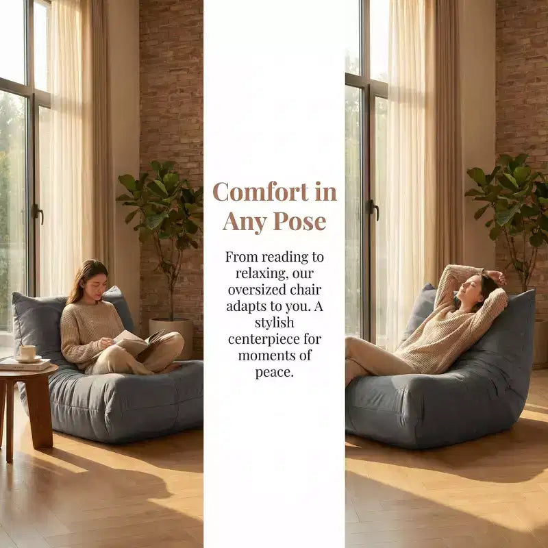 Poltrona a sacco gigante Divano pigro da terra, Divano Fireside in memory foam per adulti, Poltrona a sacco grande senza braccioli in ecopelle per soggiorno, camera da letto, dormitorio, ufficio