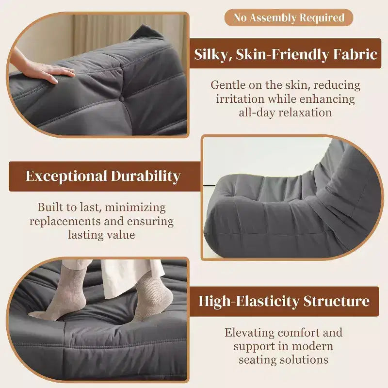 Poltrona a sacco gigante Divano pigro da terra, Divano Fireside in memory foam per adulti, Poltrona a sacco grande senza braccioli in ecopelle per soggiorno, camera da letto, dormitorio, ufficio
