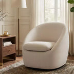 Bekrvio Poltrona girevole di design, poltroncina a botte imbottita in ciniglia con cuscino spesso, sedia moderna per salotto con base in metallo per soggiorno, camera da letto
