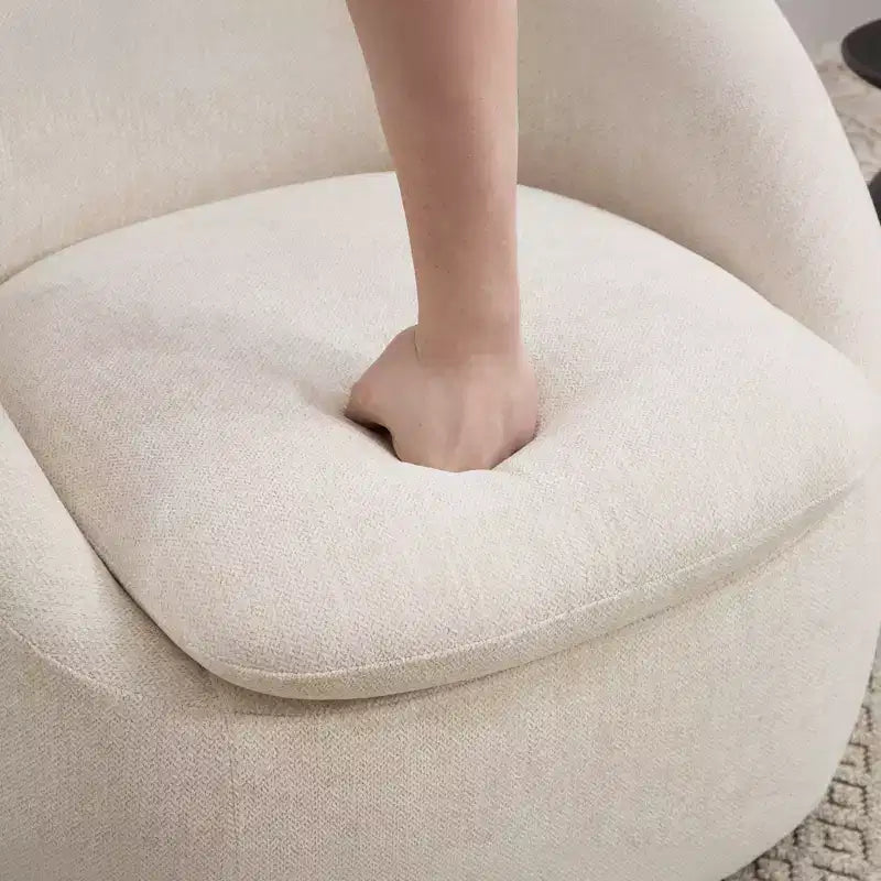 Bekrvio Poltrona girevole di design, poltroncina a botte imbottita in ciniglia con cuscino spesso, sedia moderna per salotto con base in metallo per soggiorno, camera da letto