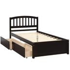 FAMYYT Letto a piattaforma in legno matrimoniale con 2 cassetti portaoggetti, facile da montare
