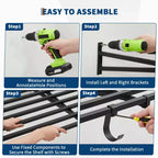 Mensola a parete resistente per garage, confezione da 2 mensole galleggianti in metallo da 60x120 cm con 8 ganci, organizer per montaggio a parete per garage, officina, lavanderia, ufficio