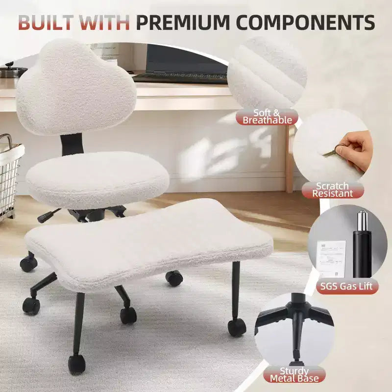Sedia Ergonomica a Gambe Incrociate, Sedia da Meditazione Girevole a 360° con Ruote, Sedile Regolabile in Altezza per Meditazione, ADHD e Yoga per Ufficio Domestico