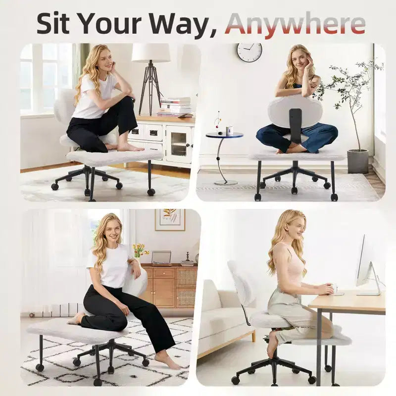 Sedia Ergonomica a Gambe Incrociate, Sedia da Meditazione Girevole a 360° con Ruote, Sedile Regolabile in Altezza per Meditazione, ADHD e Yoga per Ufficio Domestico