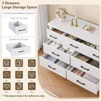 Cassettiera moderna a 7 cassetti in legno con maniglie in metallo, grande capacità di archiviazione, ideale per camera da letto, soggiorno, corridoio, cameretta dei bambini