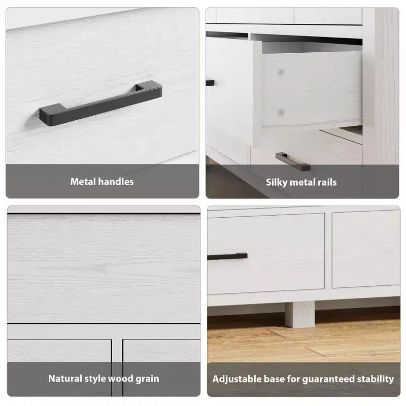 Cassettiera moderna a 7 cassetti in legno con maniglie in metallo, grande capacità di archiviazione, ideale per camera da letto, soggiorno, corridoio, cameretta dei bambini