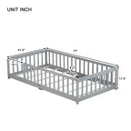 Letto a castello Sailvan con recinzione, struttura letto per bambini in legno massello di gomma