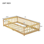 Letto a castello Sailvan con recinzione, struttura letto per bambini in legno massello di gomma