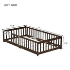 Letto a castello Sailvan con recinzione, struttura letto per bambini in legno massello di gomma