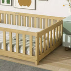 Letto a castello Sailvan con recinzione, struttura letto per bambini in legno massello di gomma