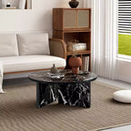 31.5 Black Round MDF Coffee Table, Modern Minimalist Nordic Scratch-Resistant Table for Living Room Office Bedroom