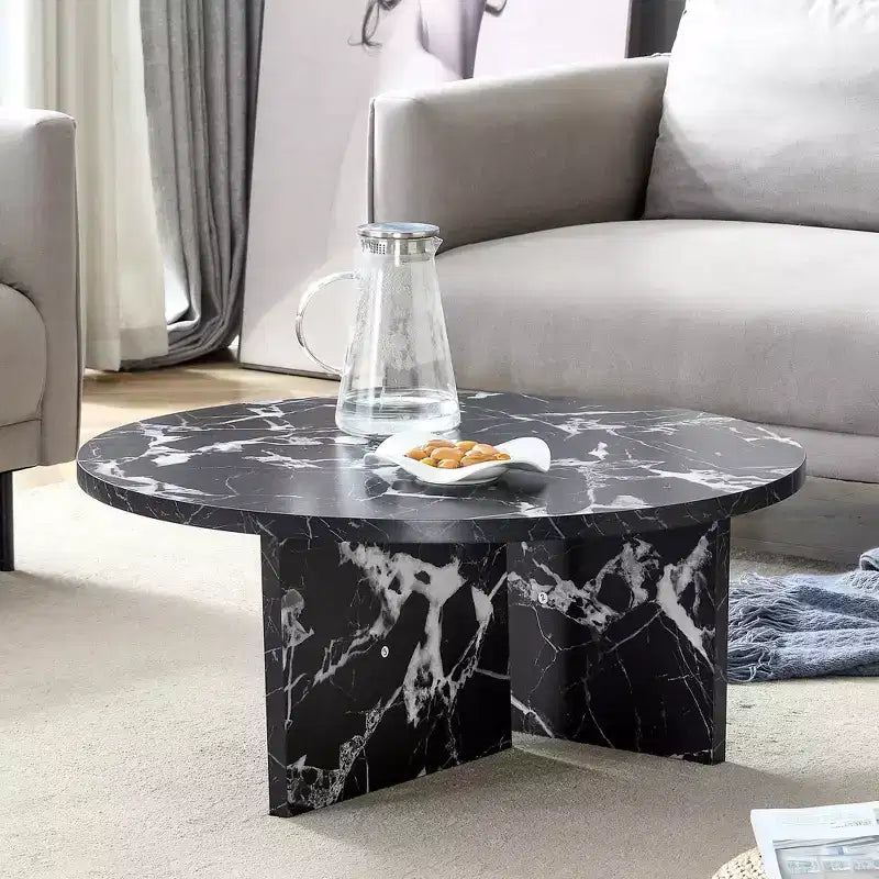Tavolino rotondo nero in MDF da 80 cm, tavolo moderno minimalista nordico resistente ai graffi per soggiorno, ufficio, camera da letto